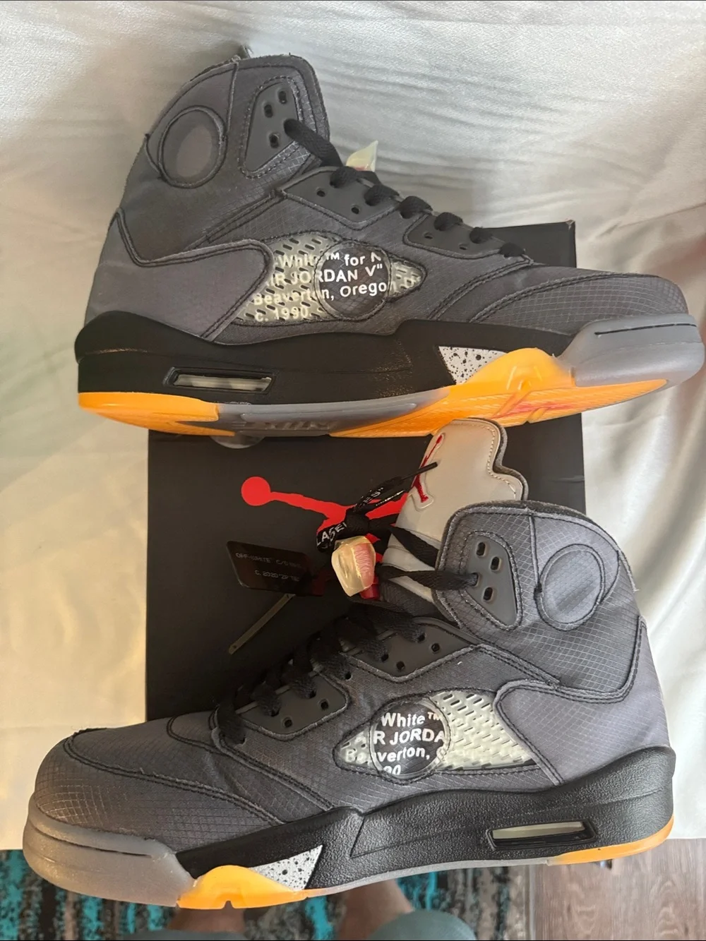 New! Off-White x Air Jordan 5 Retro SP 'Muslin' sneakers